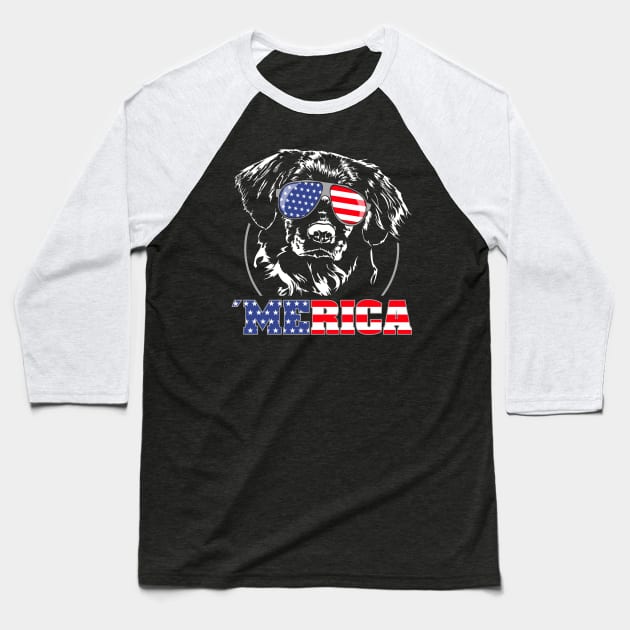 Proud Nova Scotia Duck Tolling Retriever American Flag Merica dog Baseball T-Shirt by wilsigns